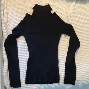Black Tight Turtleneck with Cutouts